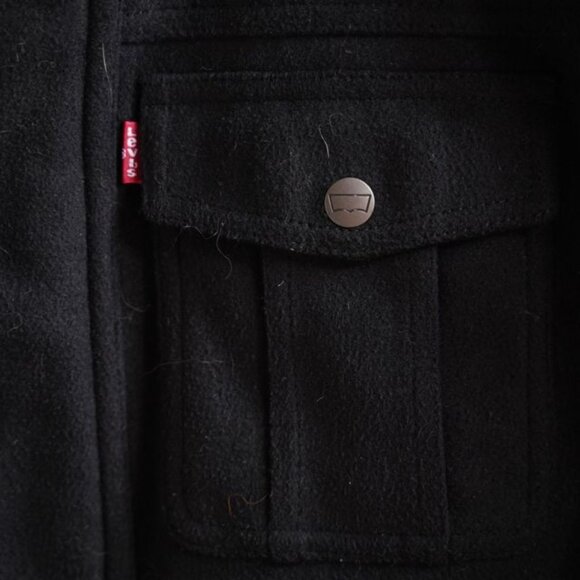 Levi's Black Felt Jacket Fall and Winter Trucker Coat | Men's Small - Picture 4 of 8